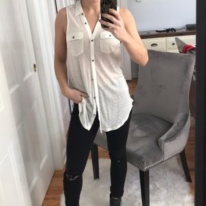 BDG S sheer white button down tank